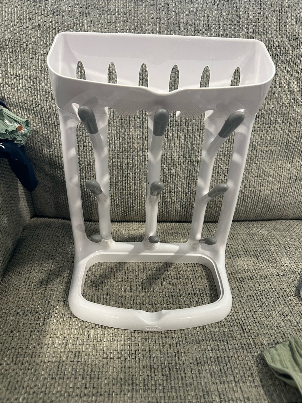 Oxo White Bottle Drying Rack with Gray Tips